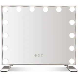 Costway Spiegel Hollywood Silber , Silberfarben , Glas , 18x43x50 cm , Spiegel, Schminkspiegel