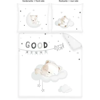 Babybettwäsche BABY BEST "Sleeping little bear", multicolour, B/L: 80cm x 80cm, 1 Stk., 1 Stk., Renforcé, B/L: 35cm x 40cm, 2, Renforcé, Obermaterial: 100% Baumwolle, Bettwäsche, Babybettwäsche, Wendebettwäsche