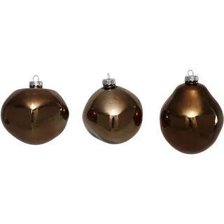Leonique Weihnachtsbaumkugel »Birdelle glänzend, Weihnachtsdeko, Christbaumschmuck, Christbaumkugeln« Baumkugeln in organischer Form, Ø 10 cm, organische Kugeln aus Glas, braun