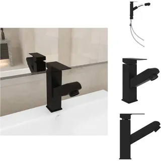 vidaXL Waschbeckenarmatur mit Herausziehbarer Brause Schwarz 157x172 mm - Armaturen