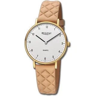 Regent Damenuhr Edelstahl-Armbanduhr Analog Lederarmband orange URBA854