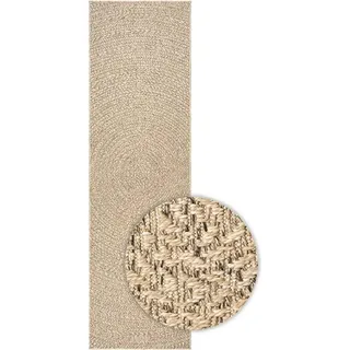 vidaXL Teppich ZIZUR 80x250 cm Jute-Optik Indoor und Outdoor - Braun