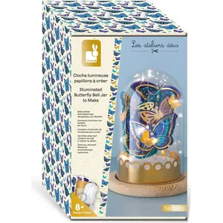 Janod Atelier Deco - Beleuchtete Glaskuppel Bastelset mit Schmetterlingen Dekoration