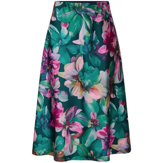 Schlupfrock GOLDNER "Eleganter A-Linienrock, floraler Print", Damen, Gr. 46, grün (smaragd, gemustert), Obermaterial: 100% Polyester PES., normal, Röcke Schlupfrock, Florales Muster