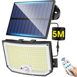 PIKOY Solarlampen Für Außen Mit Bewegungsmelder, 238LEDs 1500LM Solarstrahler für Außen, 3 Modi LED Solar Strahler Außen, 2200mAh Solarlampen für Außen, IP65 Wasserdicht Solar Licht Solarlicht