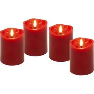 GOOBAY LED-Echtwachskerzen, Timerfunktion, 4 Stück, warmweiß, rot