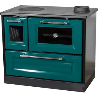 Kaminofen mit Backfach und Herdplatte 4012 Grün Holzofen 8 kW Holz Ofen Mehrfachbelegung Kamin Heizofen Küchenherd - Grün