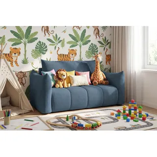 WFL GROUP Schlafsofa Lilo mit Bettkasten, Marineblau Cordstoff 120/86/101 cm