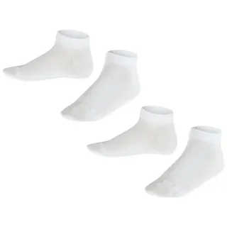 Falke Unisex Kinder Sneakersocken Happy Double Pack K Sn Baumwolle kurz einfarbig 2 Paar, Weiß White 0020, 39-42