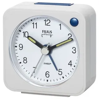 FILIUS zeitdesign Quarzwecker Reisewecker, Schlafzimmer, Snooze, Beleuchtung, schleichende Sekunde, weiß