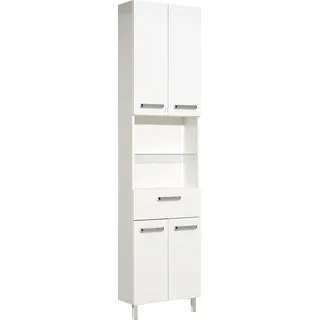 Saphir »Quickset Badschrank 50 cm breit, 4 Türen, 2 Nischen, 1 Schublade« Badezimmer-Hochschrank inkl. Türdämpfer, Griffe in Chrom glänzend,
