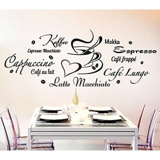 Wandora Wandtattoo Kaffeesorten + Tasse I schwarz (BxH) 120 x 45 cm I Küche Esszimmer Cappuccino Espresso Sticker Aufkleber Wandaufkleber Wandsticker G178