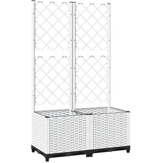 vidaXL Pflanzkübel mit Rankgitter Weiß 80x40x136 cm PP