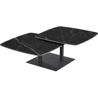 Couchtisch Sendai 70-120 x 70 x 35 cm - drehbar - Metall und Stein - schwarzer Marmor - Schwarz