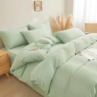 Nayoroom Musselin Bettwäsche 135x200 Baumwolle Grün Angenehme Aesthetic Bettwäsche-Sets 2teilig Salbeigrün Modern Einfarbig 100% Baumwoll Bettbezug mit Reißverschluss und 1 Kissenbezug 80x80 cm