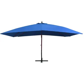 vidaXL Ampelschirm mit Holz-Mast 400x300 cm Blau - Blau