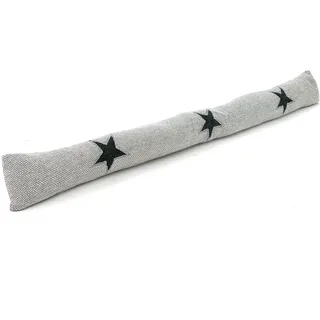 heimtexland ® Zugluftstopper Fischgrät mit Applikation bestickt Windstopper Fensterdichtung Türdichtung Landhaus Deko Kissen Typ856 Stern Grau - Grau