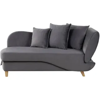 Beliani Chaiselongue Samtstoff dunkelgrau mit Bettkasten rechtsseitig Meri , Grau, Dunkelgrau , Textil , 156x73x69 cm , Wohnzimmer, Sofas & Couches, Sofas, Recamieren