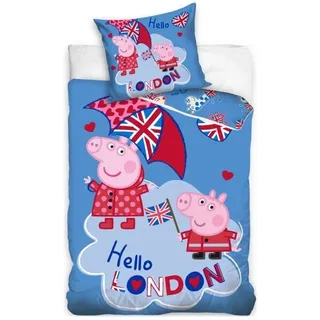 Peppa Pig Bettbezug Hello London 140 x 200 cm Baumwolle - Rot