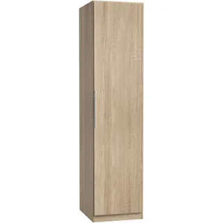 Forte CADIXO Schrank 50 55, Kleiderschrank klein, Flurschrank schmal, Garderobenschrank, Drehtürenschrank, 1-türig mit Einlegeböden, Holzdekor: Sonoma Eiche, 51 cm breit x 213 cm hoch x 59 cm tief