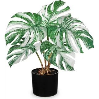 Arborus Kunstpflanzen Monstera 48 cm Künstliche Pflanzen im Schwarzen Topf