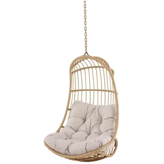 Gardenson Hängesessel , Naturfarben, Weiß , Holz, Metall, Textil , Rattan , 80x120x70 cm , Gartenmöbel, Gartenschaukeln, Hängesessel