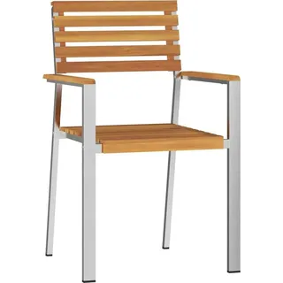 Gartenstuhl 2 pcs Massives Akazienholz und Edelstahl - Braun, Bunt