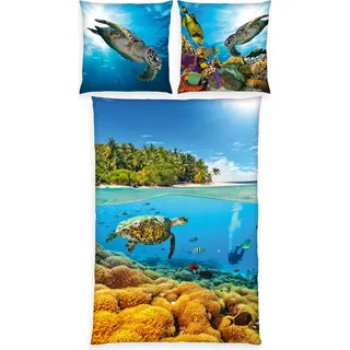 Meerestiere Bettwäsche Set 2tlg. 135x200 cm 100% Microfaser