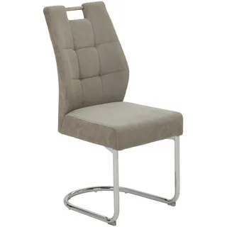 Carryhome Schwingstuhl , Chromfarben, Beige , Metall, Textil , C-Form , 45x97x59 cm , Stoffauswahl , Esszimmer, Stühle, Schwingstühle