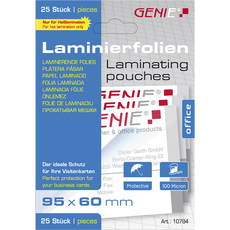 Bild von Genie, Laminierfolie, Laminiertaschen 25 im Visitenkartenformat - Folien 95 x 60 mm, 25 Stück, 2000 μm)