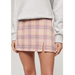 Superdry für Damen. W7210321A Rosa karierter Minirock (XXS), Lässig, Polyester