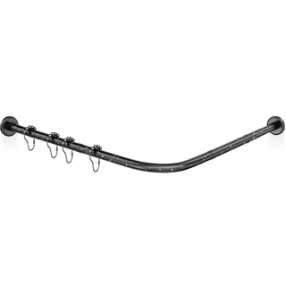 Misounda Duschvorhangstange L Form Ohne Bohren Ecke Badewanne Edelstahl Teleskopstange 70-100x110-170cm mit 18 Stück Duschvorhangringe, für Garderobe Badezimmer Umkleidekabine Eckduschstange