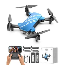 DEERC D20 Drohne für Kinder mit Kamera, Quadrocopter mit 720P FPV Übertragung,Handy Steuerung,Flugbahn,Höhenhaltung,One Key Start,Headless Modus,3D Flips Geschenk Drohnen für Anfänger Jungen Blau