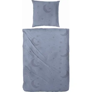 Primera Bettwäsche »Biber Bettwäsche "Mond"« 2 Stk. tlg. Mit beruhigenden Blautönen