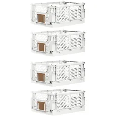 Brandsseller Faltbare Klappbox S 4er Set stabiler Einkaufskorb stapelbarer Transportkorb Aufbewahrungskiste - Weiß