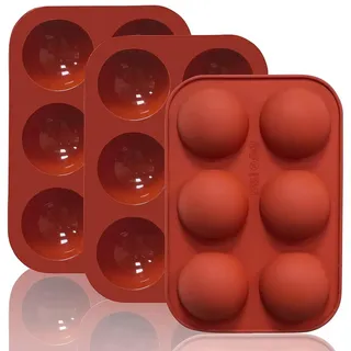 HUZNA Bonbon- & Schokoladenformen,3 Stück Silikonform Kugel,6 Löcher Silikonform Rund 5cm,Halbkugel Backform zur Herstellung von Schokolade, Kuchen, Gelee, Dome-Mousse