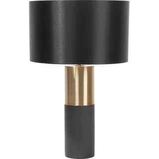 BELIANI Tischlampe Grau und Gold Metall 61 cm runder Stoffschirm Schwarz Lampenfuß Säulenform Kabel mit Schalter Moderner Look - Schwarz, Grau, Gold