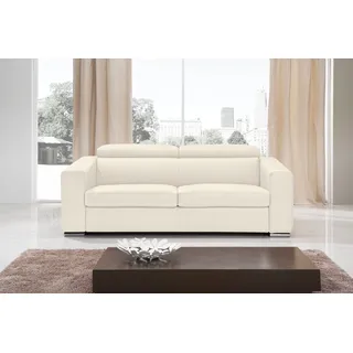 Egoitaliano Schlafsofa "Cabiria, Design und super Sitz- und Liegekomfort" Sofa inkl. Schlaffunktion, Kopfteile verstellbar, mit Metallfüßen, cremeweiß