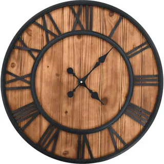 vidaXL Wanduhr Vintage mit Quarzwerk Holz und Metall 60 cm XXL - Braun
