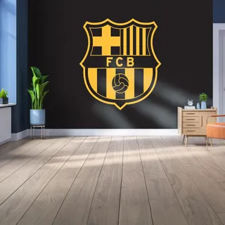 Lizenziertes Decor FC Barcelona Vinyl-Wandbild, groß, 220 x 170 cm, gelbes Wappen auf Schwarz