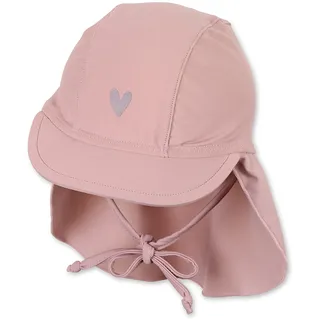 Sterntaler Schirmmütze Herz – UV-Schutz 50+ Baby Mütze mit Nackenschutz & Bindeband – Sonnenmütze mit Herzchen-Druck – Bademode für Schwimmbad und Strand, zartrosa, Größe 43