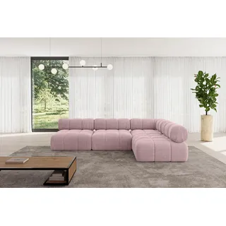 ALTDECOR Modulares Sofa Ecksofa in L-Form - Samaro-L2 - 285x190x70 cm Rosa universal, links/rechts Corner modular Sofa Eckcouch Couch Wohnlandschaft Cauchsofa Polstersofa - Rosa