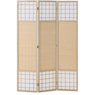 Homestyle4u Paravent Raumteiler, 3 teilig 120x170 Bambus Shoji Raumtrenner Holz Natur 120 cm X 170 cm X 2 cm