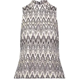 Blusentop BETTY BARCLAY "Crop-Top mit Stehkragen", Damen, Gr. 44, bunt (weiß, schwarz), Obermaterial: 100% Polyester PES., Blusen Blusentop