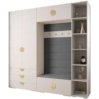 Abiks Möbel Garderoben-Set 236,7/240/47 , Metall , Nachbildung , 13 Fächer , 240x236.7x47 cm , Garderobe, Garderoben-Sets & Garderoben-Serien, Garderoben-Sets