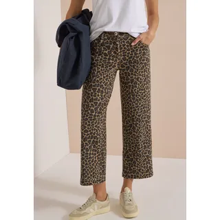 Loose-fit-Jeans CECIL "Style Neele", Damen, Gr. 25, Länge 28, braun (creamy mocha), Denim/Jeans, Obermaterial: 81% Baumwolle, 17% Polyester, 2% Elasthan. Futter: 52% Polyester, 48% Baumwolle, loose fit lang, Jeans Loose-fit-Jeans, mit Leo-Muster / Stretch