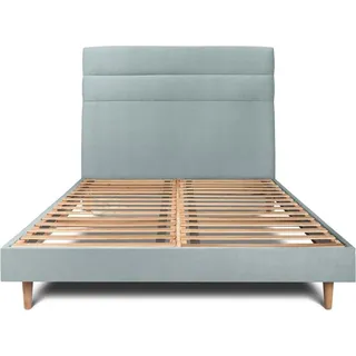 Bett mit gefüttertem Kopfteil – Samtstoff - 140 x 200 cm