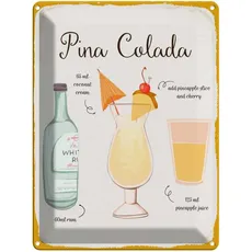 Blechschild 30x40 cm - Pina Colada Cocktail Recipe