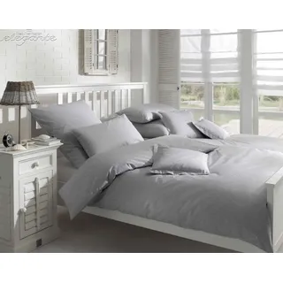 Elegante Web-Perkal Bettwäsche 7023 Classico 155x220cm + 40x80, Farbe silber - Silber