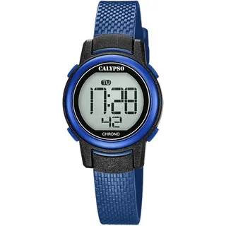 Calypso Damen Digitaluhr Kautschuk Blau - Hochwertiges Glas - Wasserdicht 10 ATM - Datum, Kalender, Stoppuhr, Doppelzeit, Licht, Alarm, 12/24 Std K5736/6
